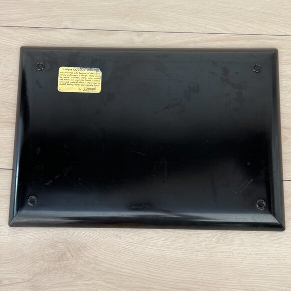 Vintage Couroc Monterey MCM Inlaid Brass Teak Wood Bamboo Rectangle Serving Tray - Picture 10 of 16